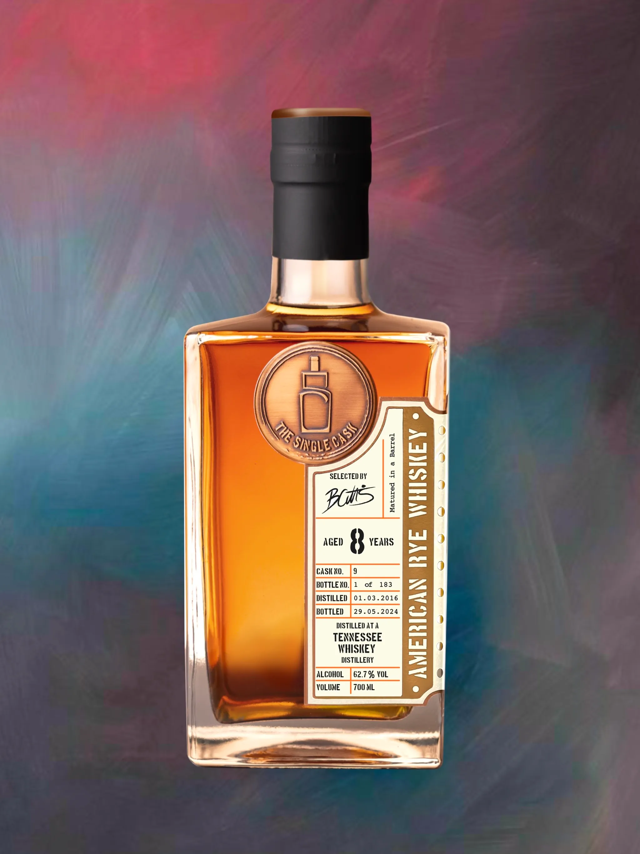 The Single Cask · Tennessee Rye Whiskey · 8 Years · Cask 9 bottle